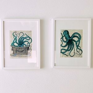 Vintage Dictionary Wall Art, Octopus Print, 8x10 Inches, Ready To Frame